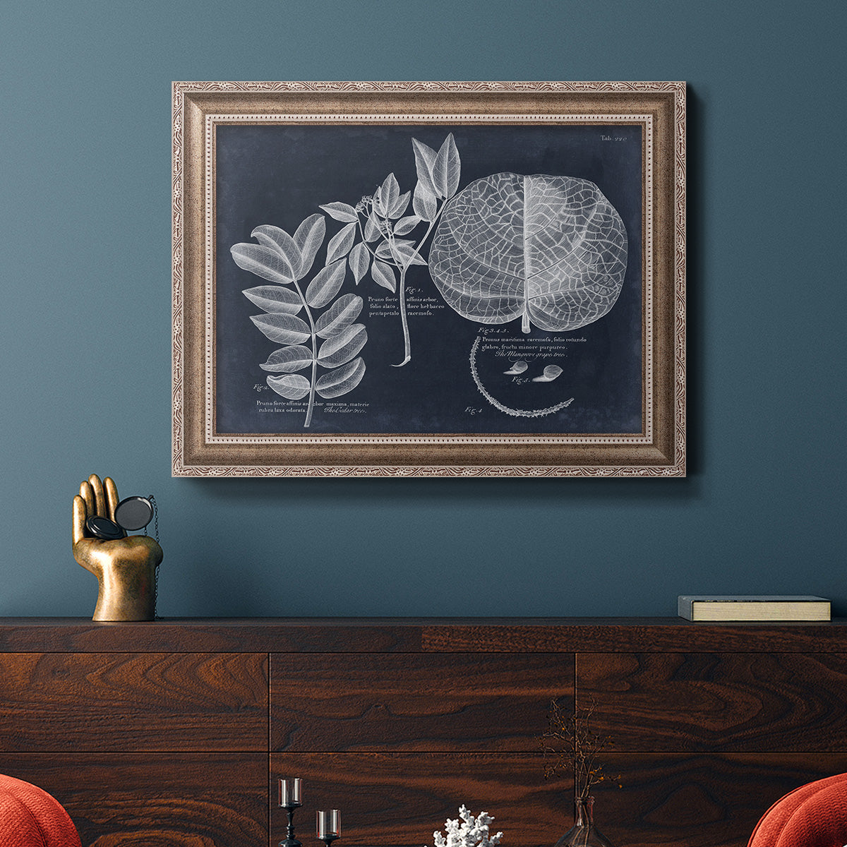 Foliage on Navy I Premium Framed Canvas- Ready to Hang