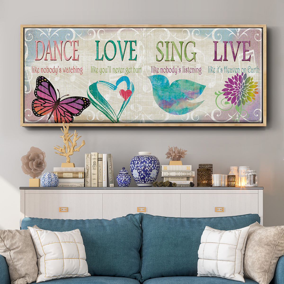 Dance Love Sing - Floater Framed Canvas Print
