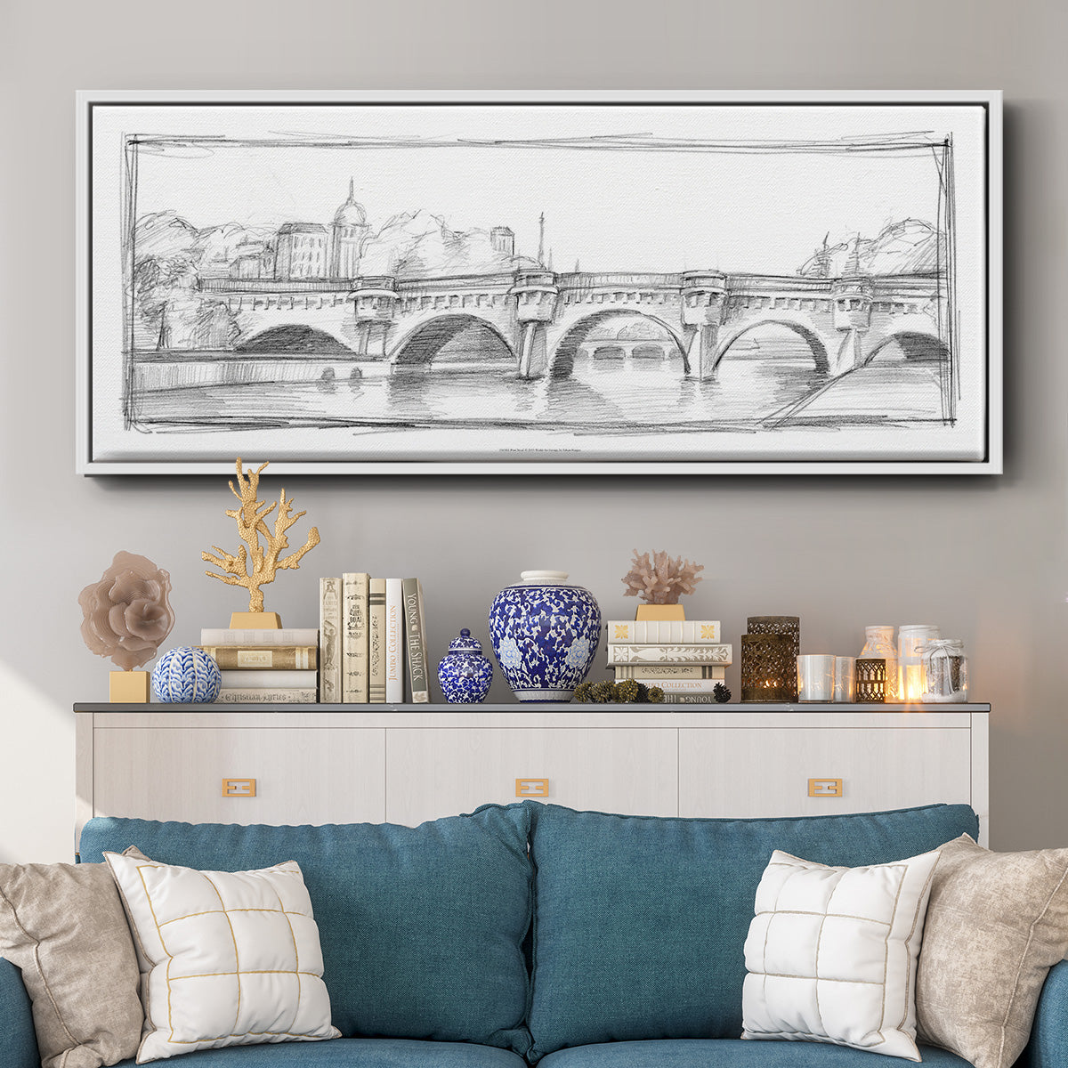Pont Neuf - Floater Framed Canvas Print