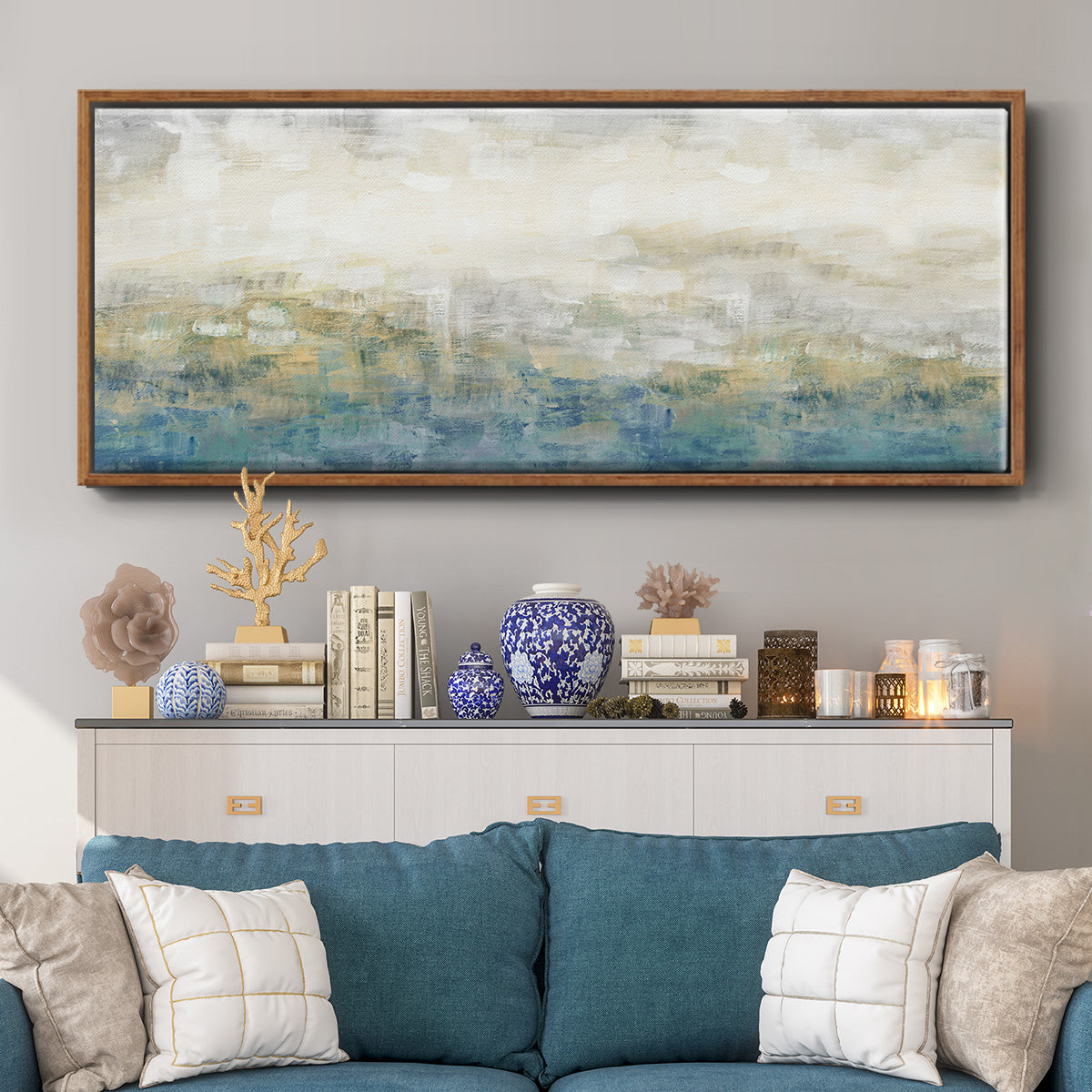 Color Block Horizon - Floater Framed Canvas Print