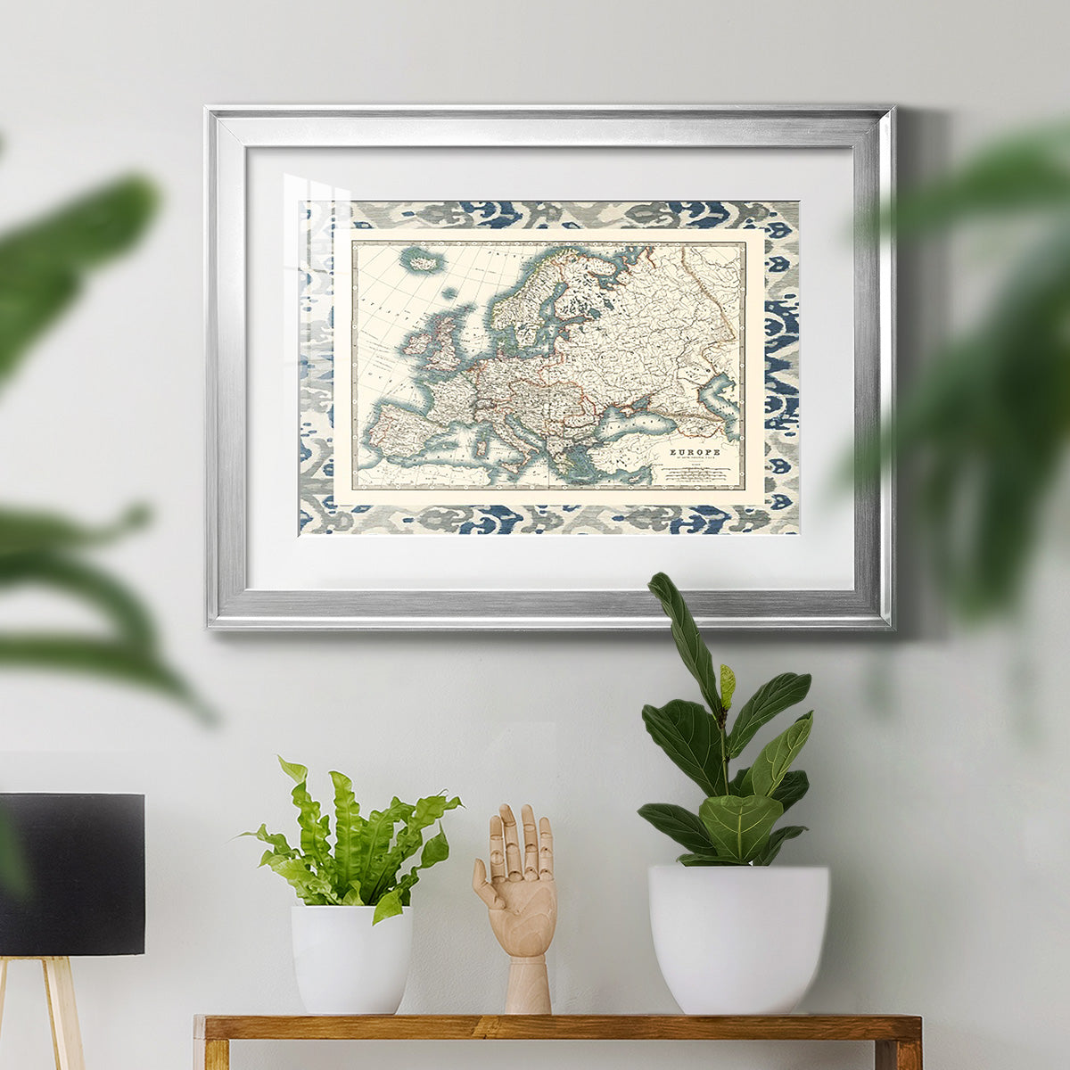 Bordered Map of Europe - Modern Framed Art Print