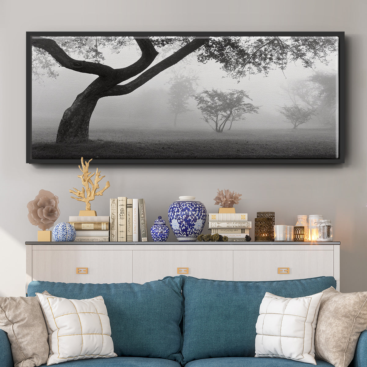 Morning Mist, Farmington Hills, Michigan - Floater Framed Canvas Print
