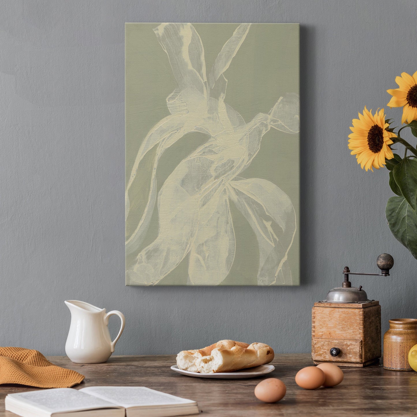 White Ribbon on Celadon I Premium Gallery Wrapped Canvas - Ready to Hang