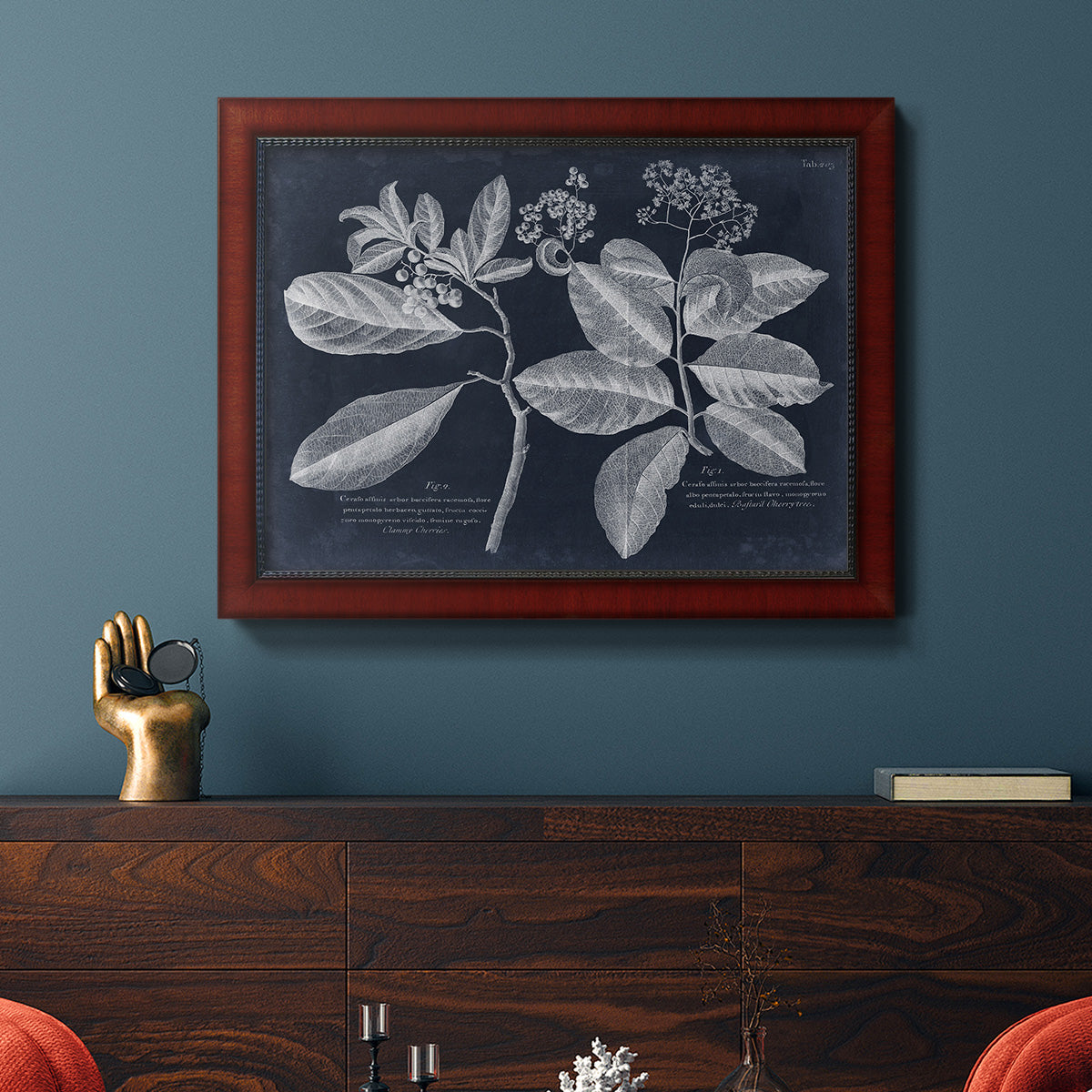 Foliage on Navy IV Premium Framed Canvas- Ready to Hang