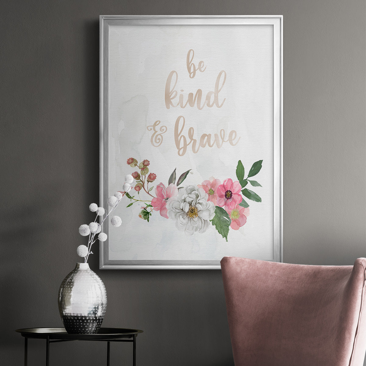 Be Kind and Brave - Modern Framed Canvas Print