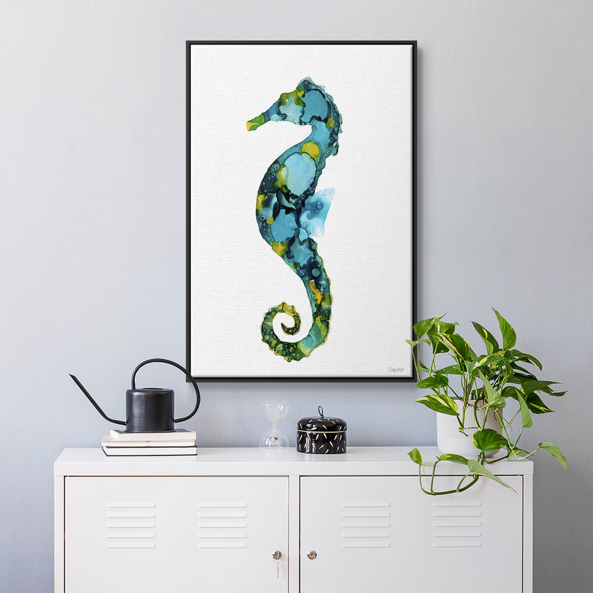 Seahorse - Framed Premium Gallery Wrapped Canvas L Frame - Ready to Hang