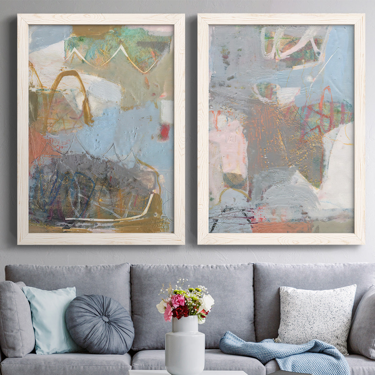 Minim I - Premium Framed Canvas 2 Piece Set - Ready to Hang