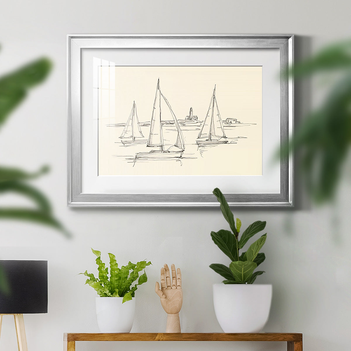 Coastal Contour Sketch II Premium Framed Print - Ready to Hang