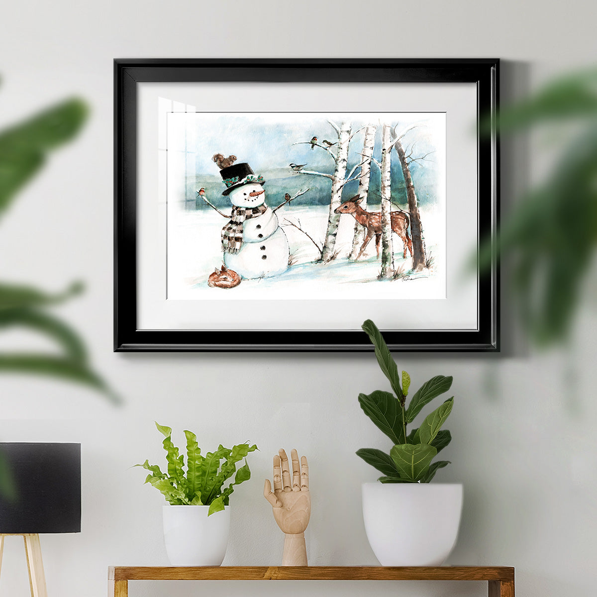 Snow Friends - Modern Framed Art Print