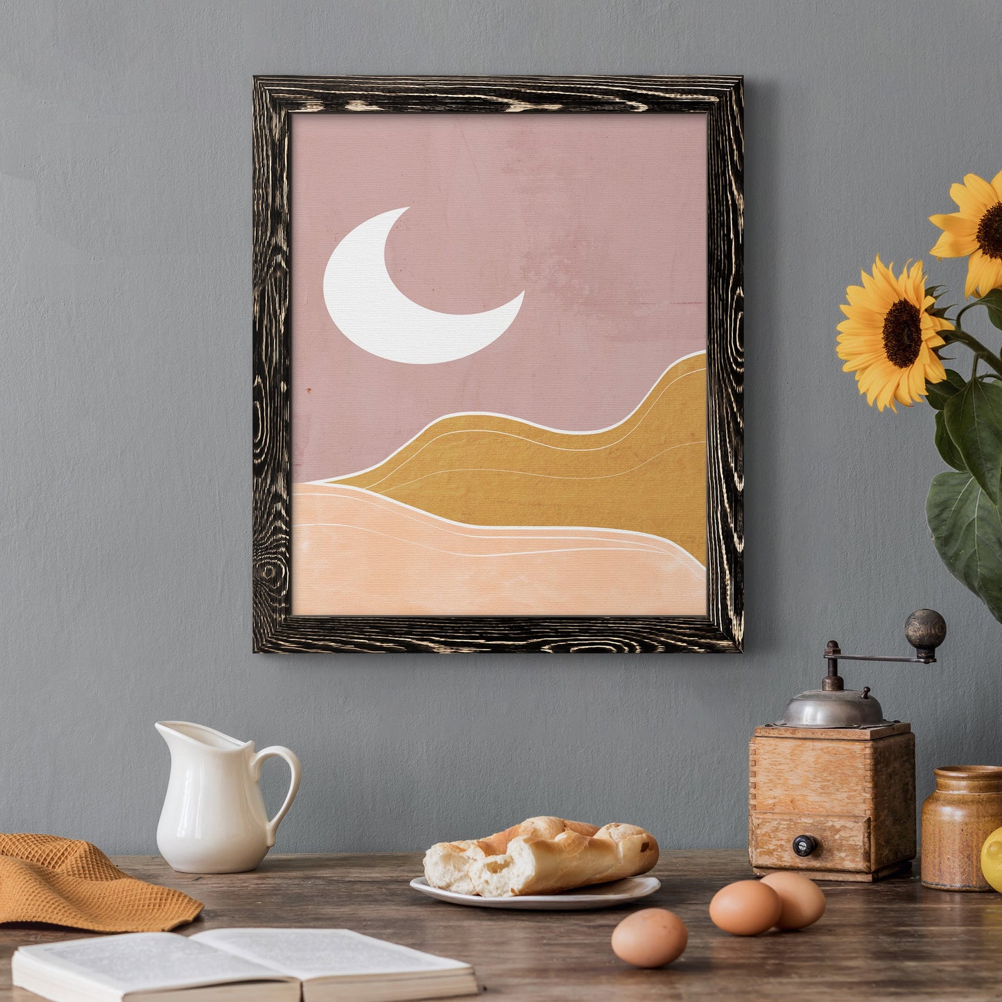 Sedona Moon - Barnwood Framed Canvas Print