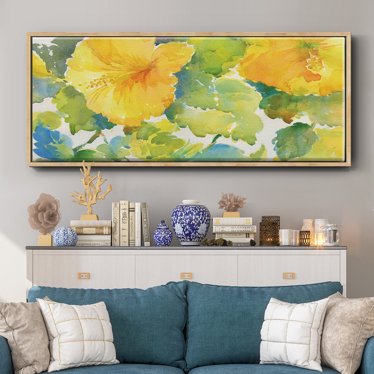 Citrus Hibiscus - Floater Framed Canvas Print