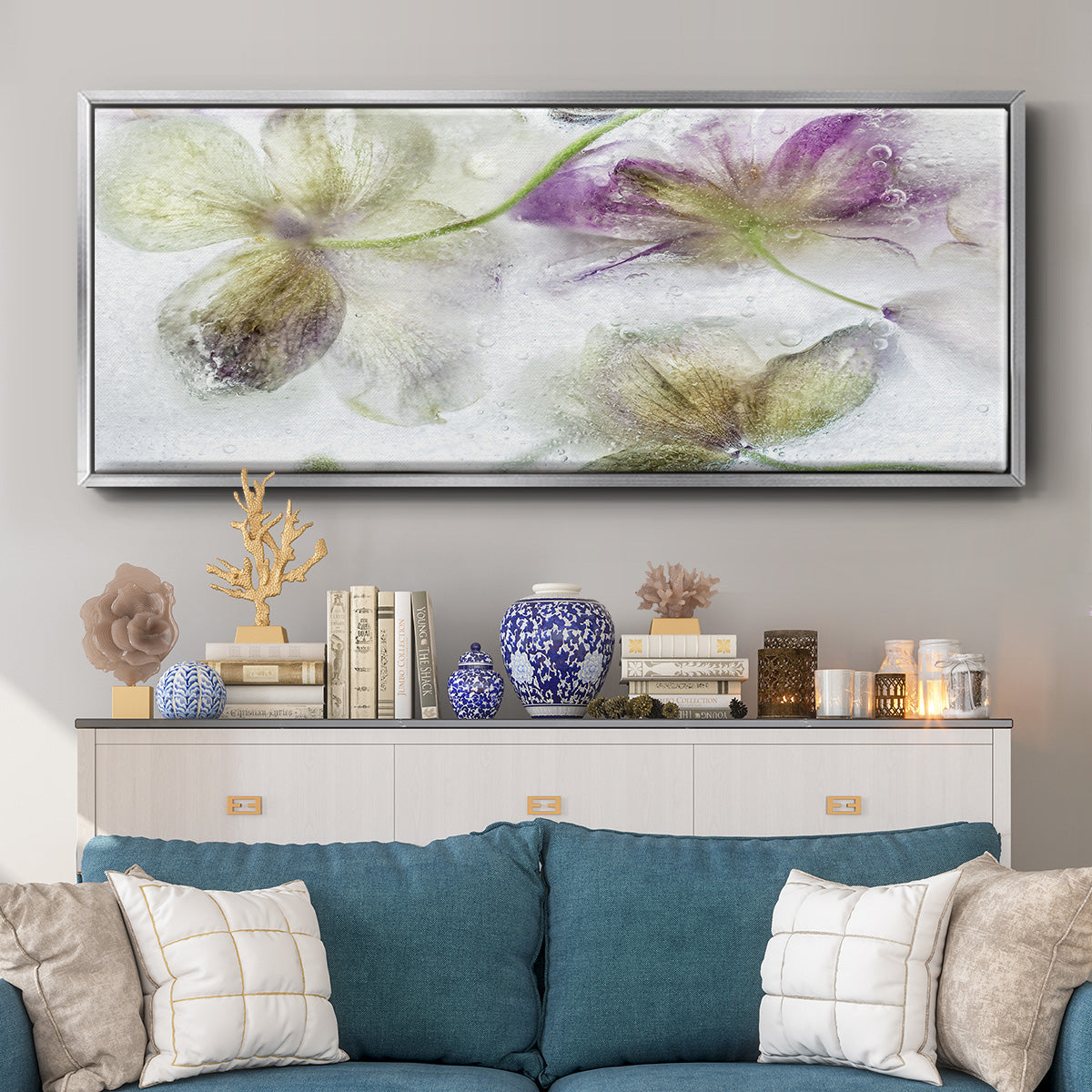 Frozen Floral IV - Floater Framed Canvas Print