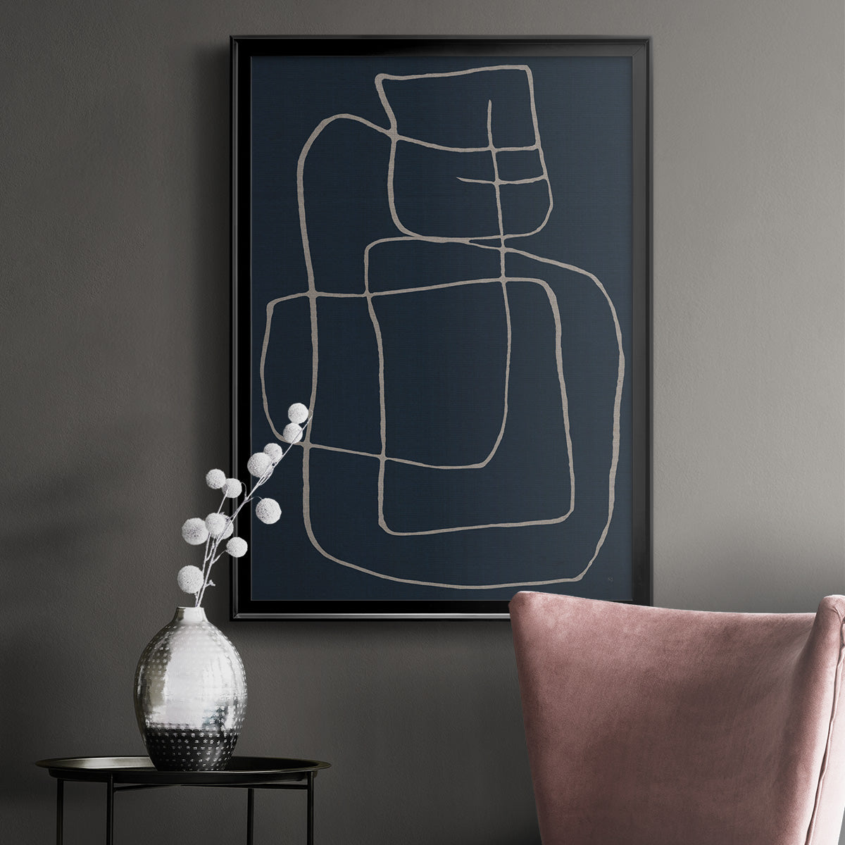 Shapes and Night Sky II - Modern Framed Canvas Print