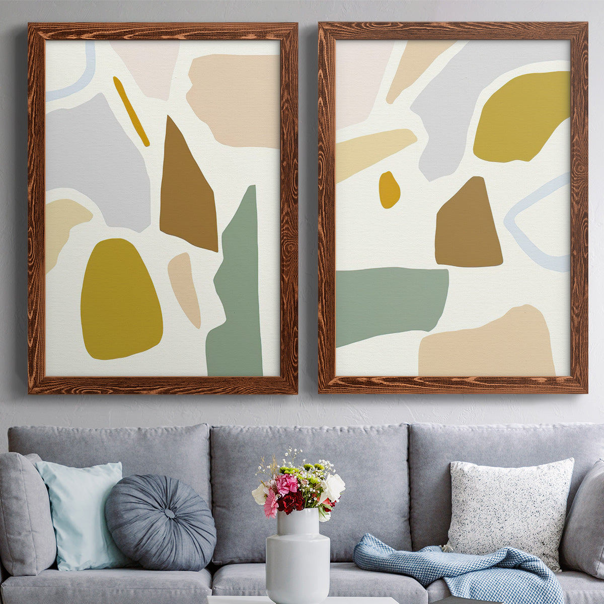 Pastel Splotches I - Premium Framed Canvas 2 Piece Set - Ready to Hang