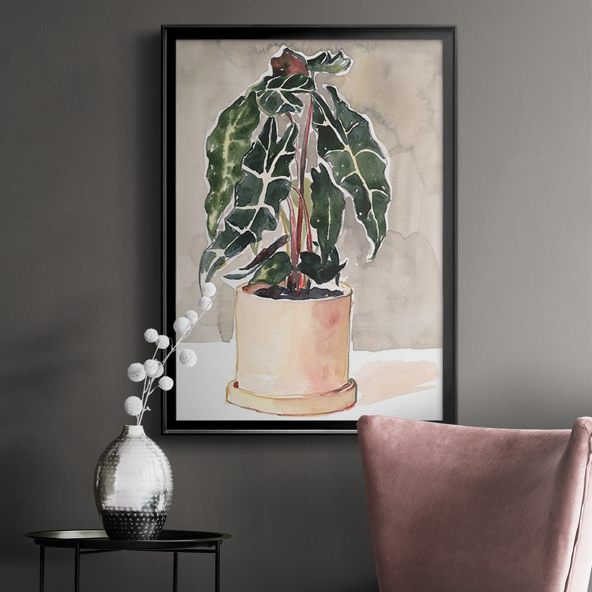 Potted Houseplant I - Modern Framed Canvas Print