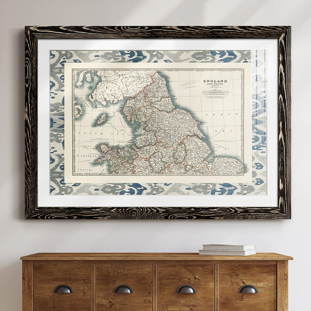 Bordered Map of England & Wales-Premium Framed Print - Ready to Hang