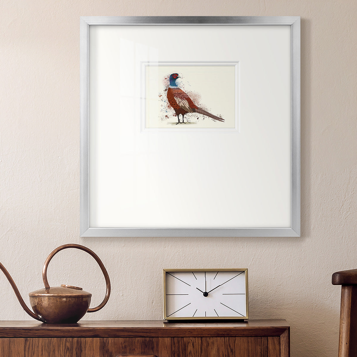 Pheasant Splash 5 Premium Framed Print Double Matboard