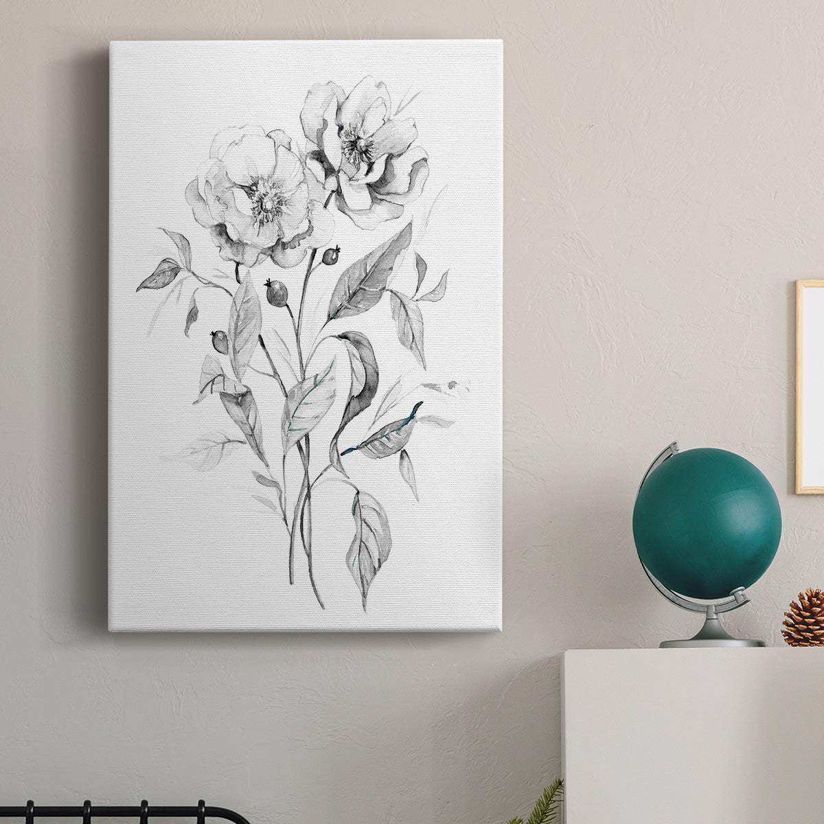 Wild Roses Sketch Premium Gallery Wrapped Canvas - Ready to Hang