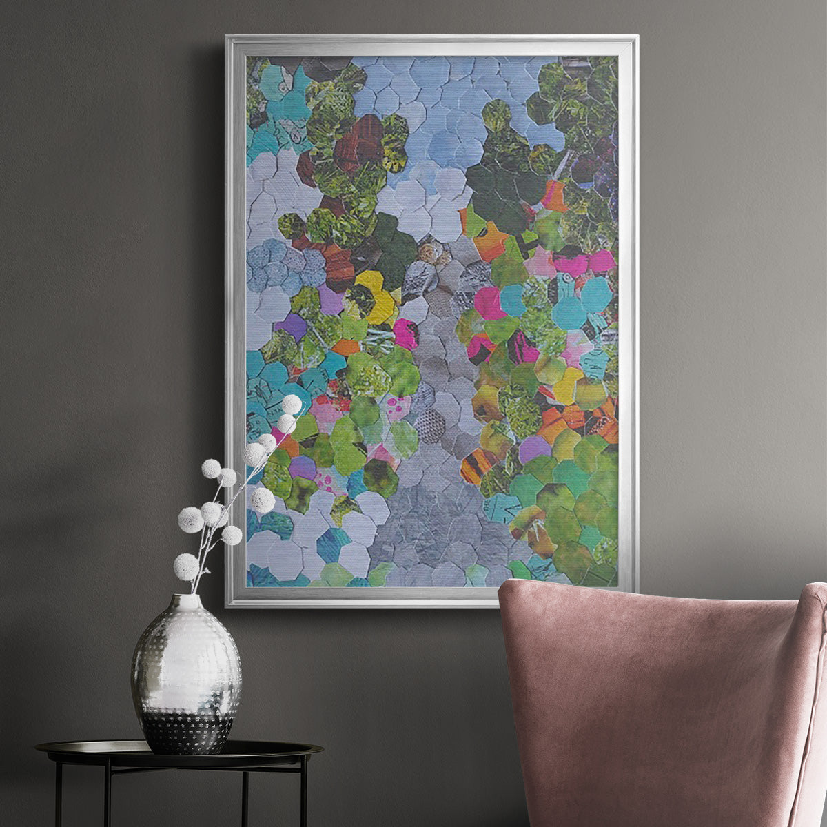 Magenta Garden - Modern Framed Canvas Print