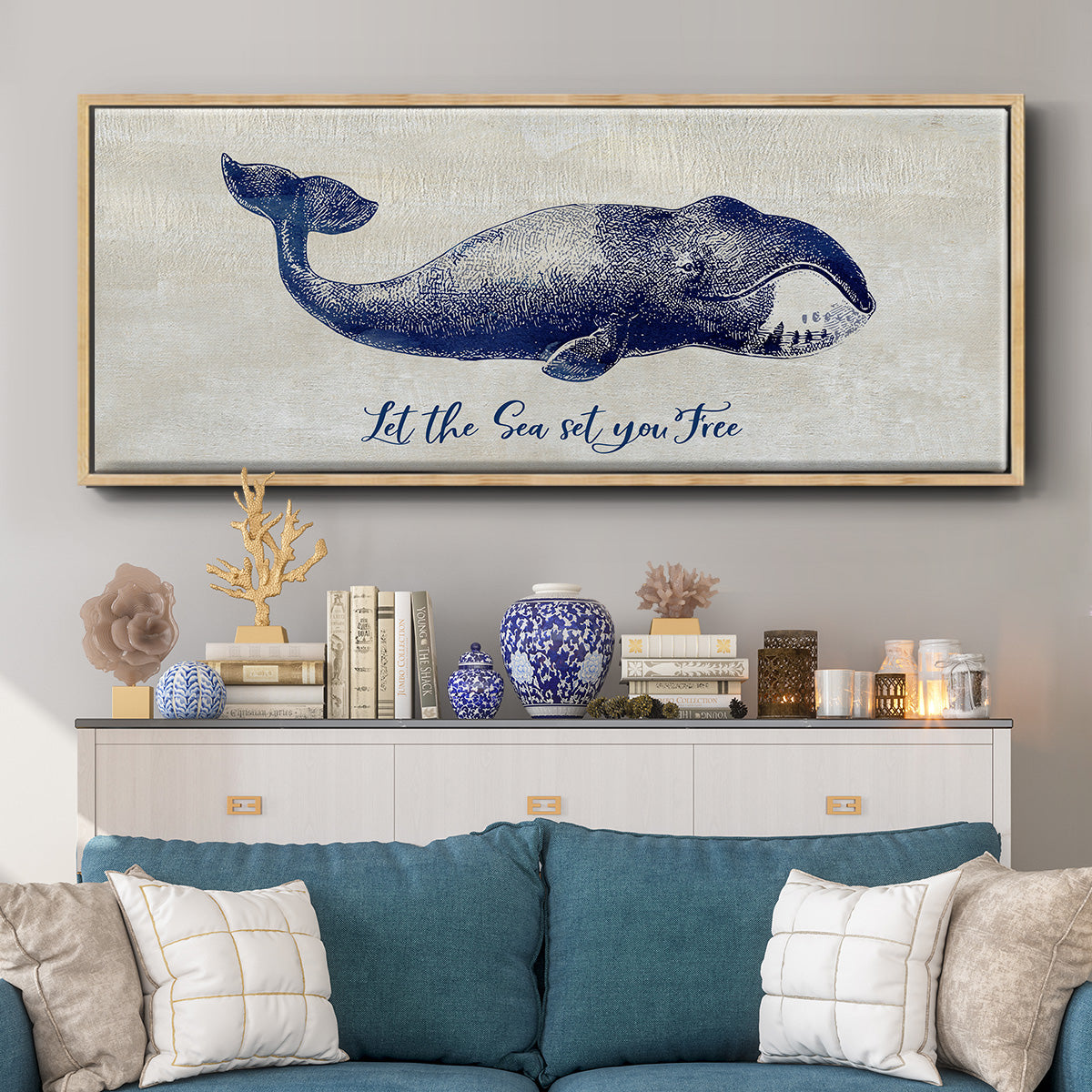 Let The Sea Set You Free - Floater Framed Canvas Print