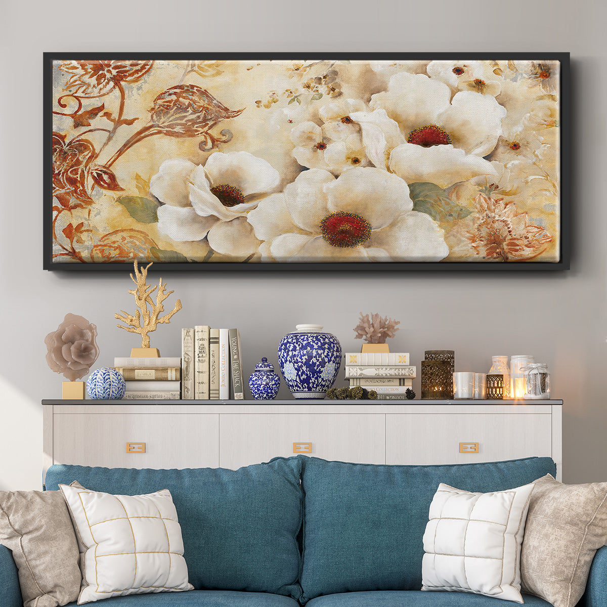 English Garden - Floater Framed Canvas Print