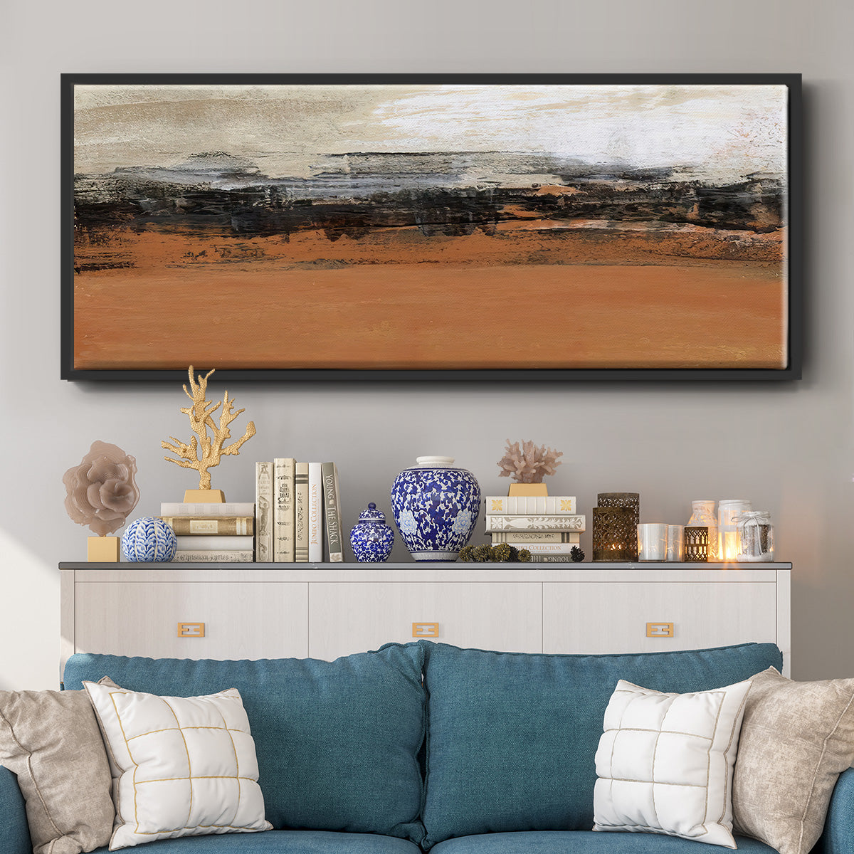 Bridges Ochre I  - Floater Framed Canvas Print