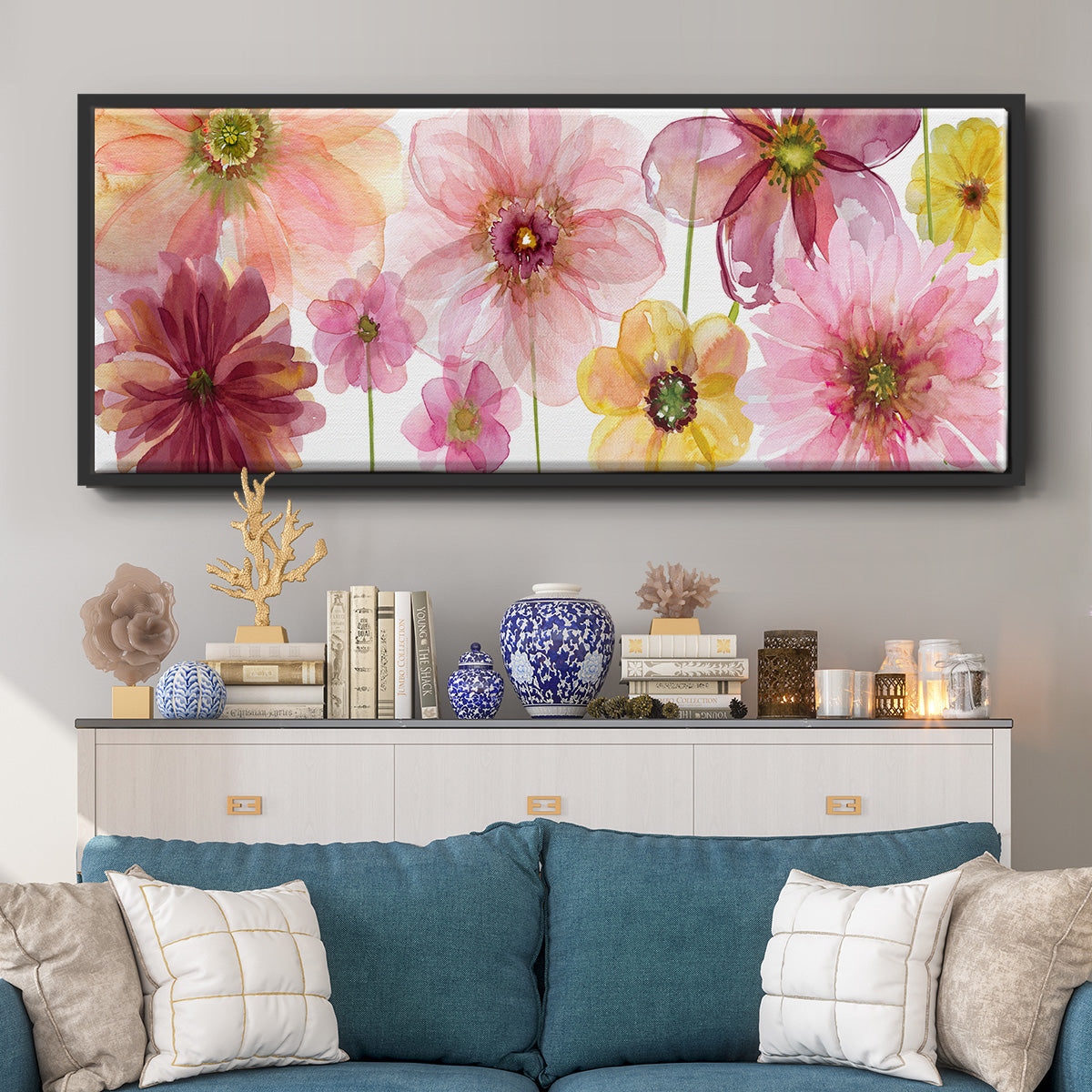 Pop of Pink I - Floater Framed Canvas Print