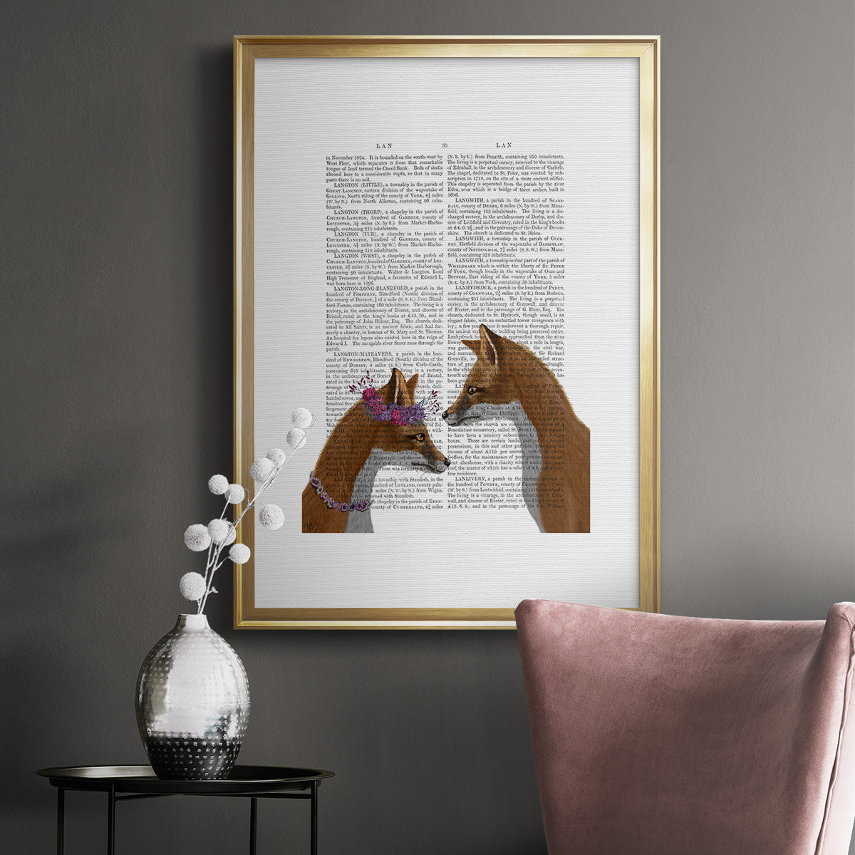 Fox Lovers - Modern Framed Canvas Print