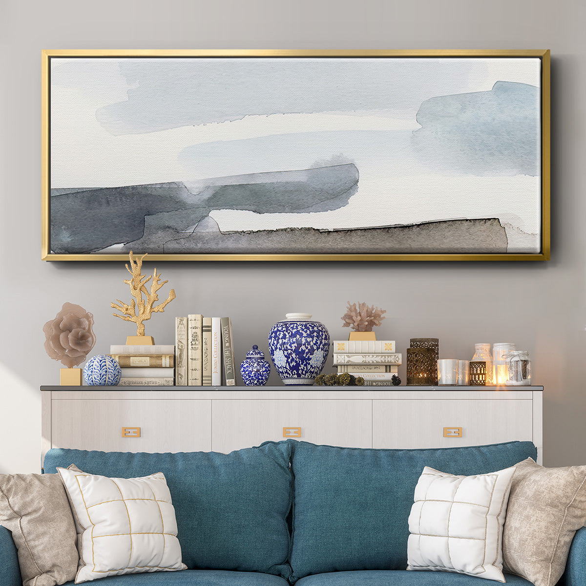 Coastal Tones IV - Floater Framed Canvas Print