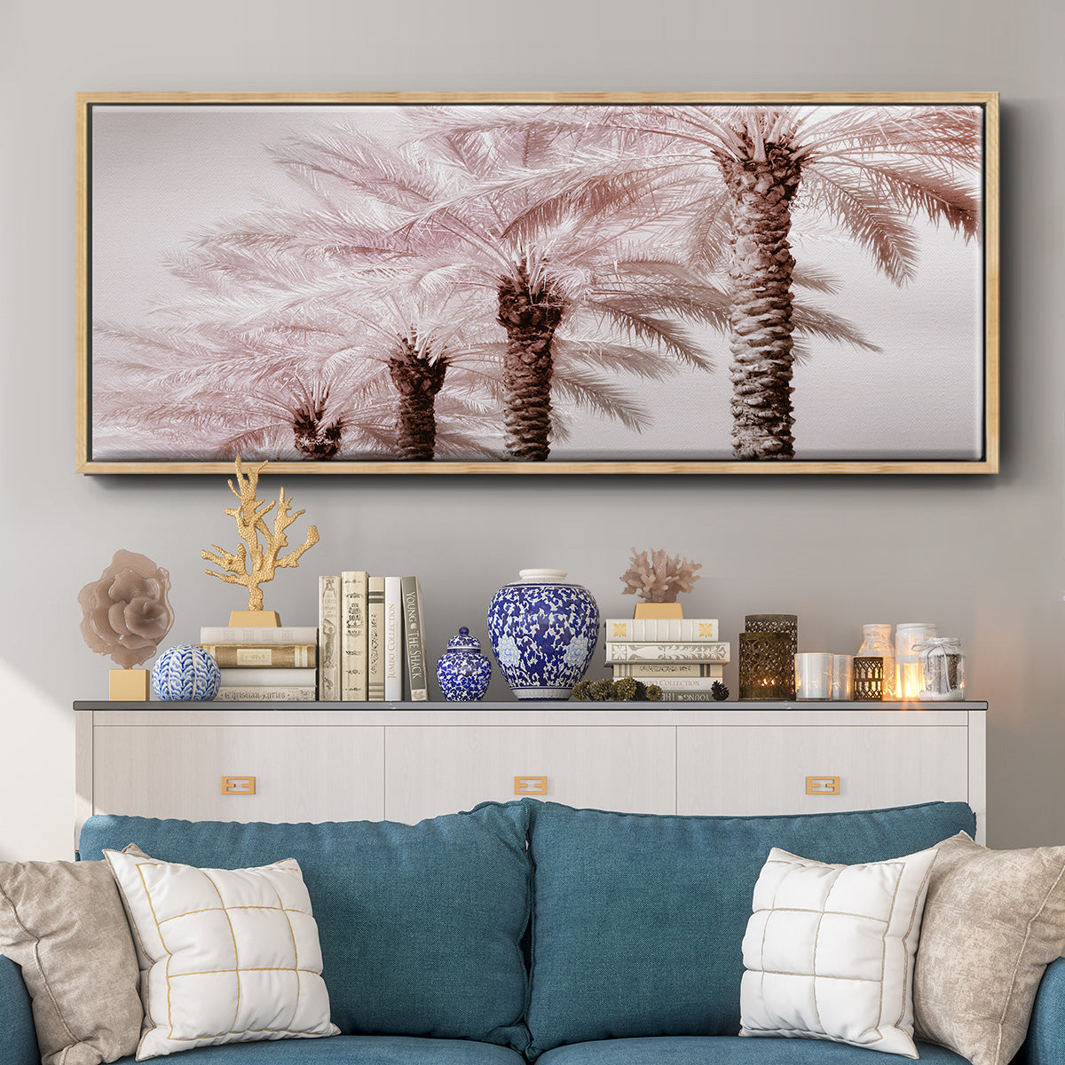 Stately Palms - Floater Framed Canvas Print