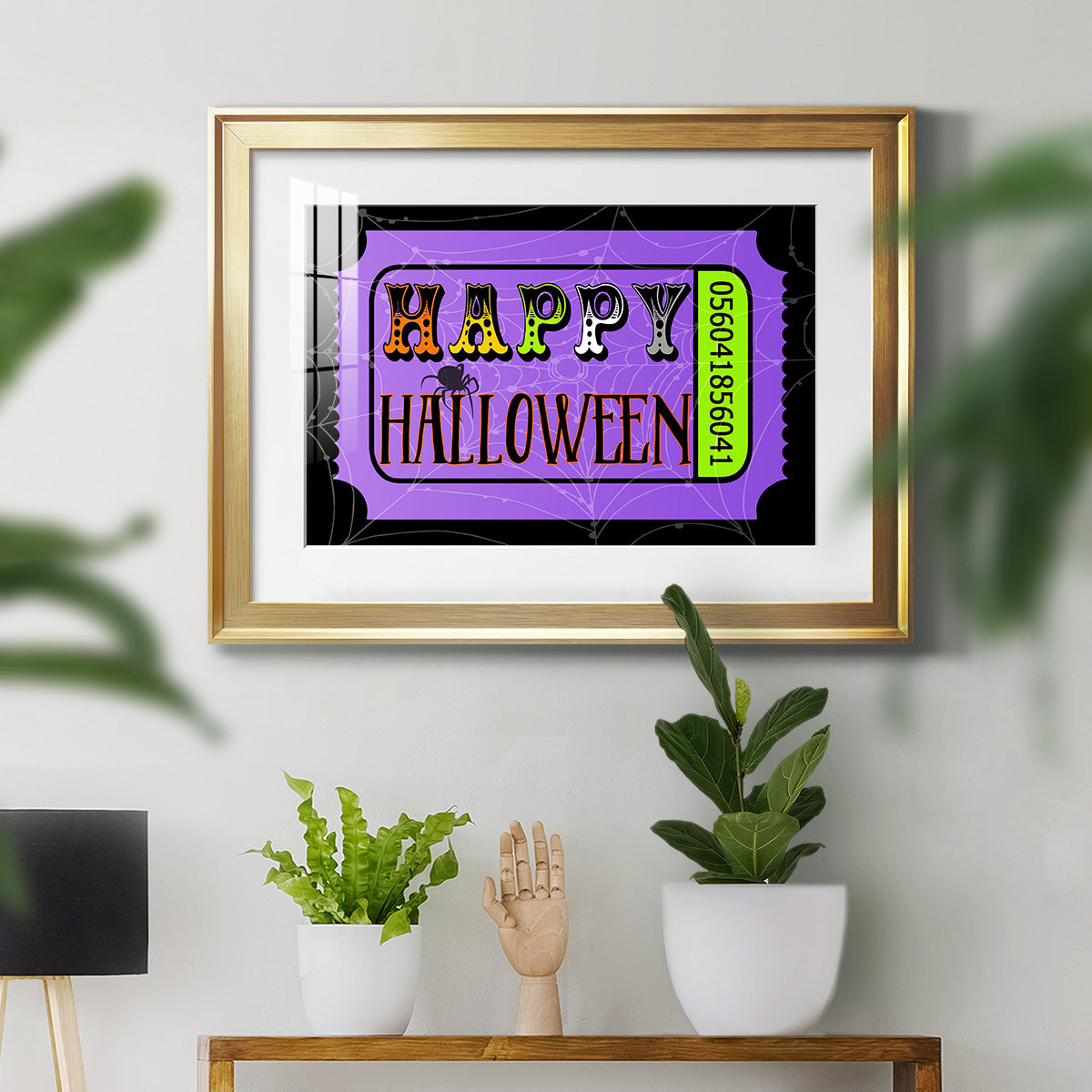 Happy Halloween Ticket - Modern Framed Art Print