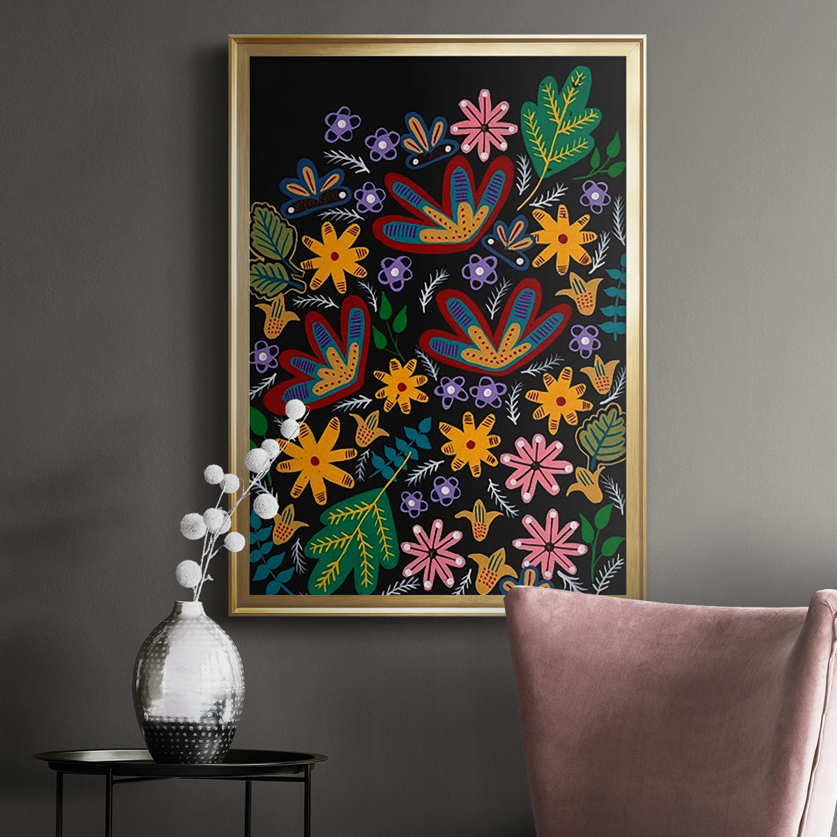 Muddled Flowers I - Modern Framed Canvas Print