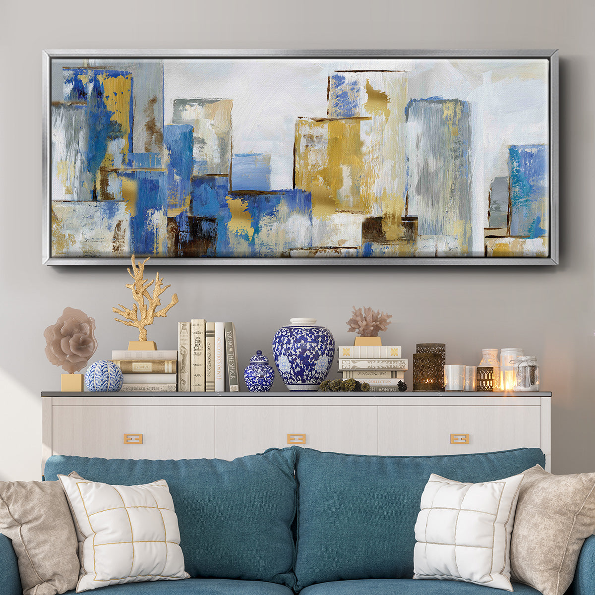 City Blues I - Floater Framed Canvas Print