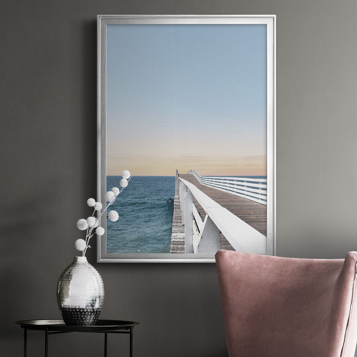 Day at the Pier - Modern Framed Canvas Print