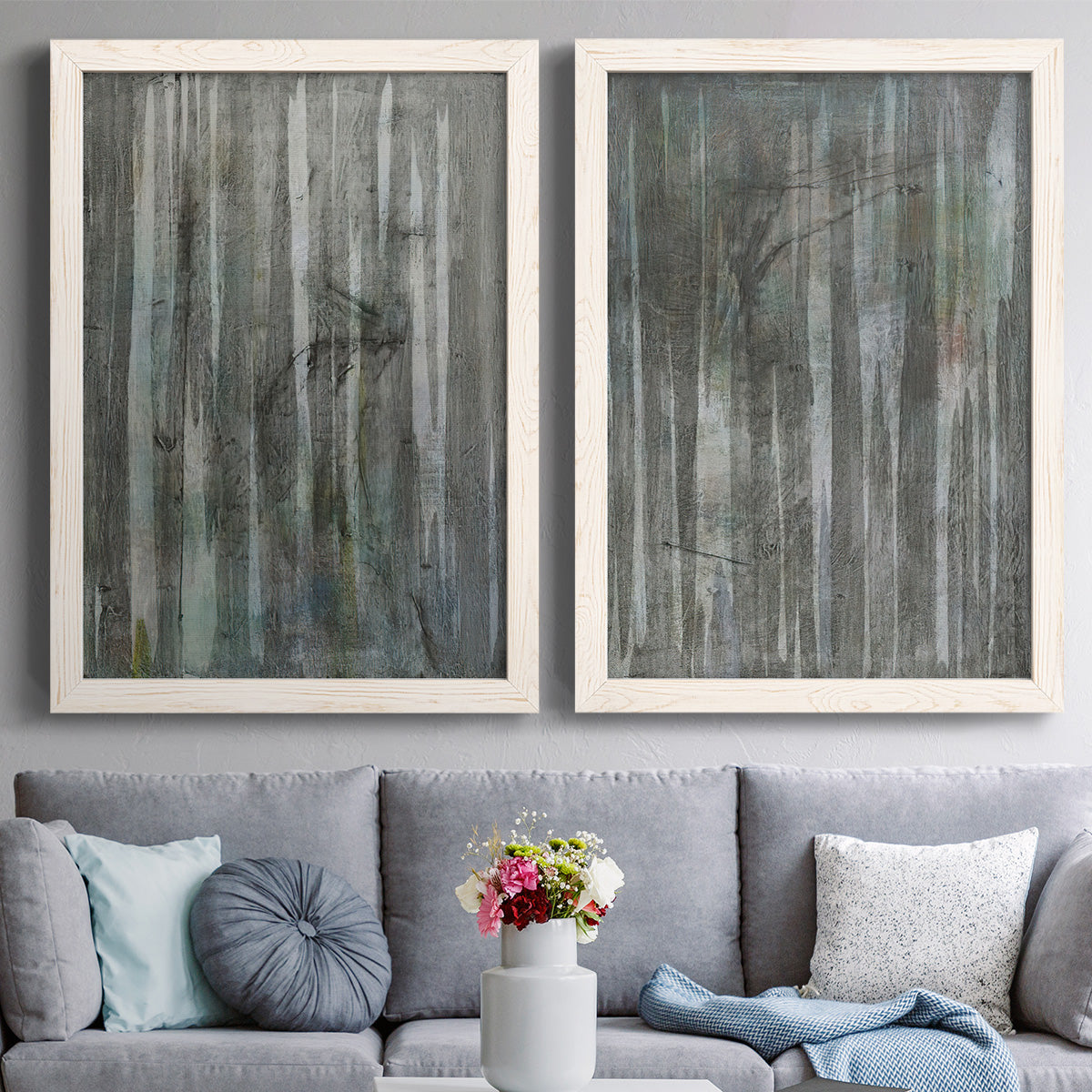 Birch Forest Abstracts I - Premium Framed Canvas 2 Piece Set - Ready to Hang