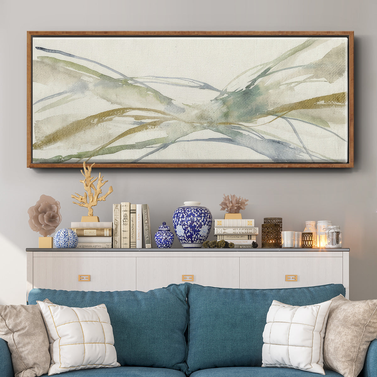Watercolor Waves II - Floater Framed Canvas Print