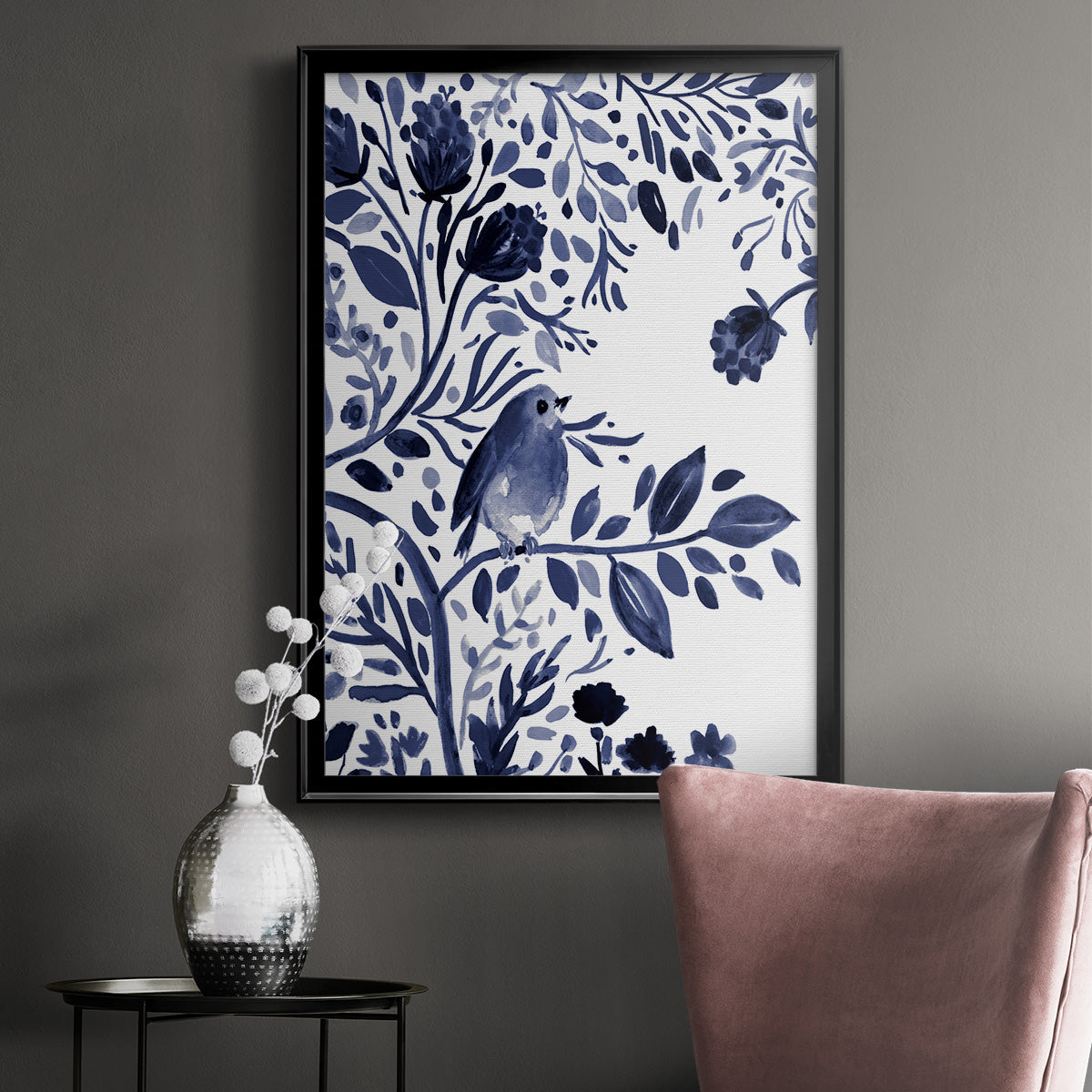Indigo Song I - Modern Framed Canvas Print