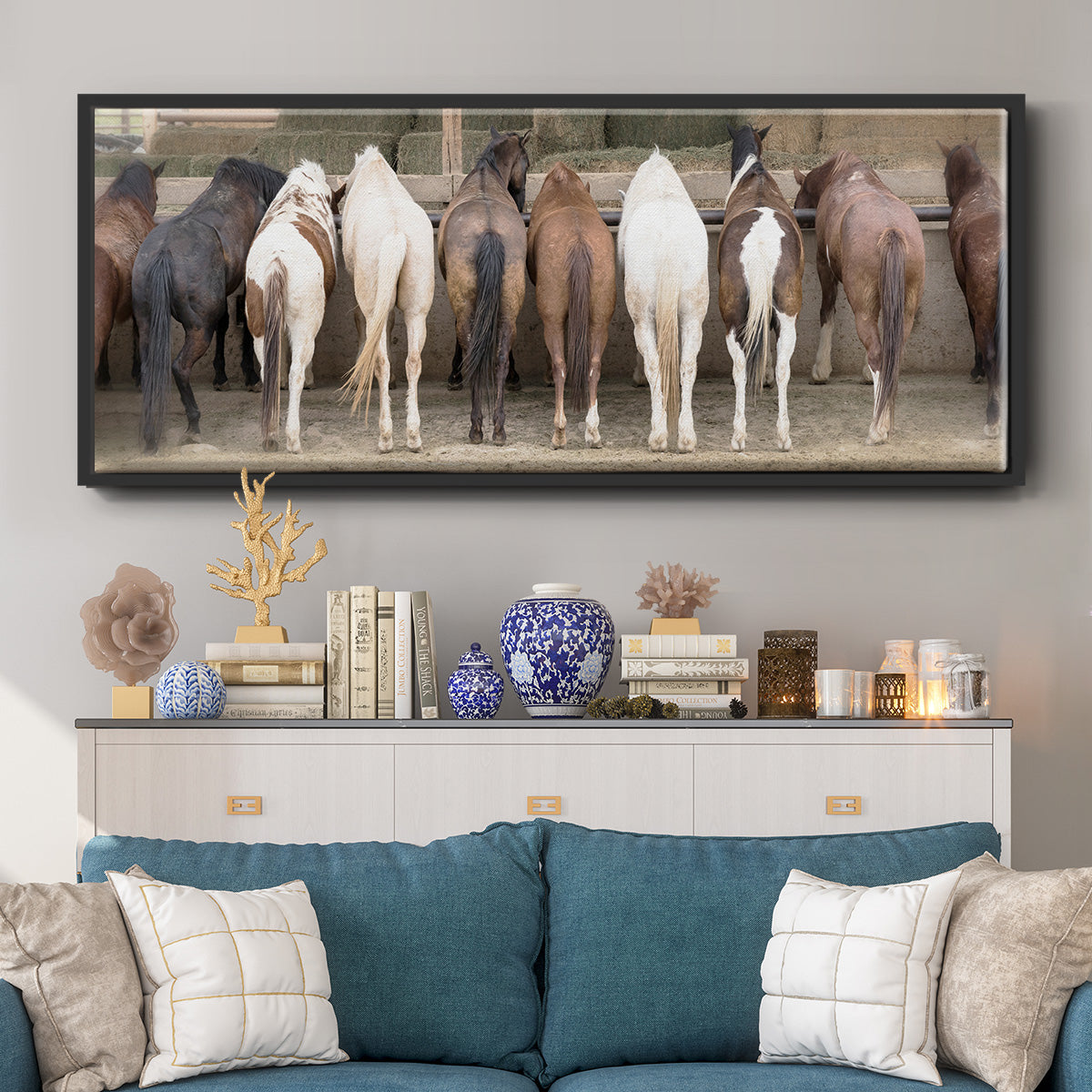 Haystack Happy - Floater Framed Canvas Print