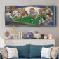 Pool Dogs - Floater Framed Canvas Print
