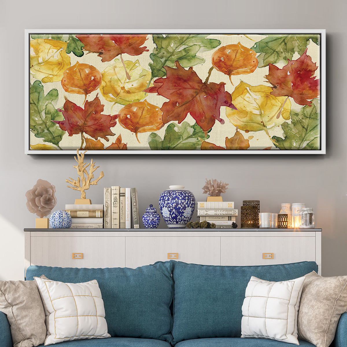 Autumn Leaves - Floater Framed Canvas Print