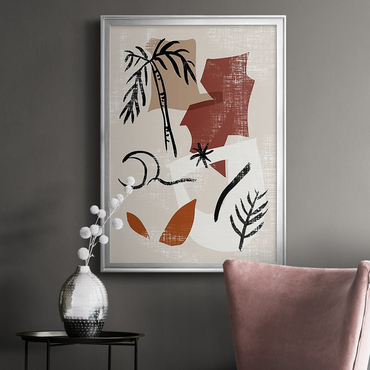 Soft Palms I - Modern Framed Canvas Print