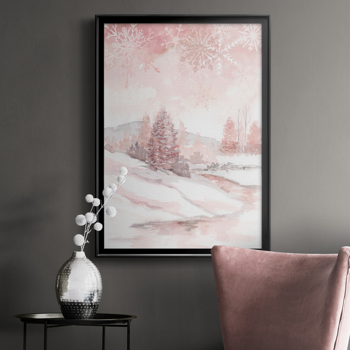Blush Winter - Modern Framed Canvas Print
