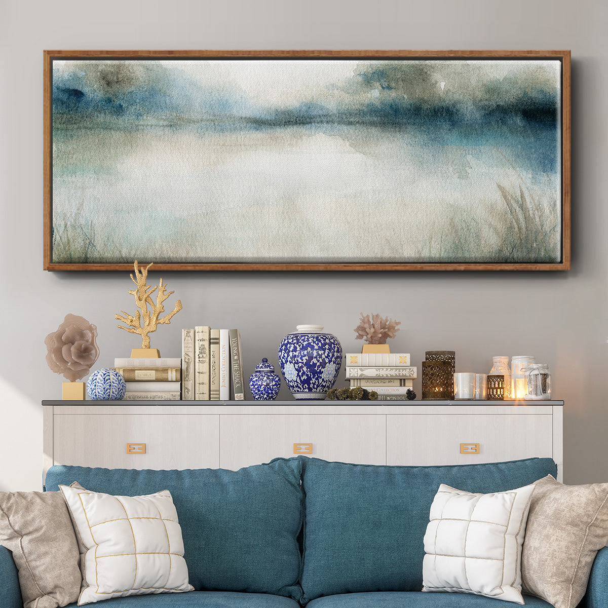 Still Evening Waters I - Floater Framed Canvas Print
