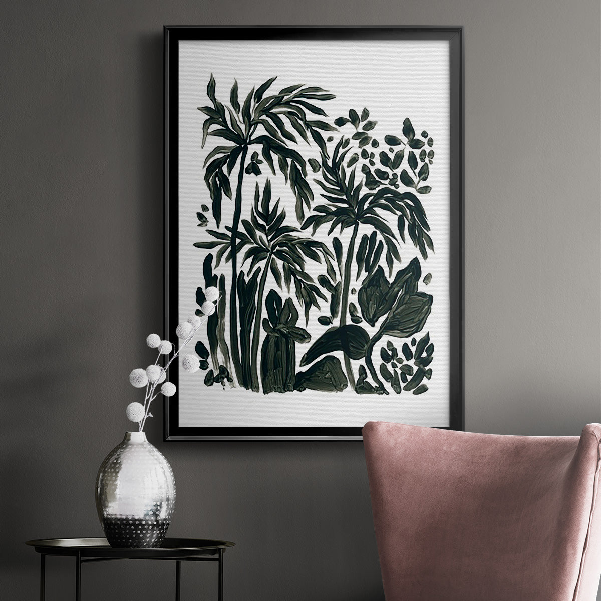 Ink Jungle III - Modern Framed Canvas Print