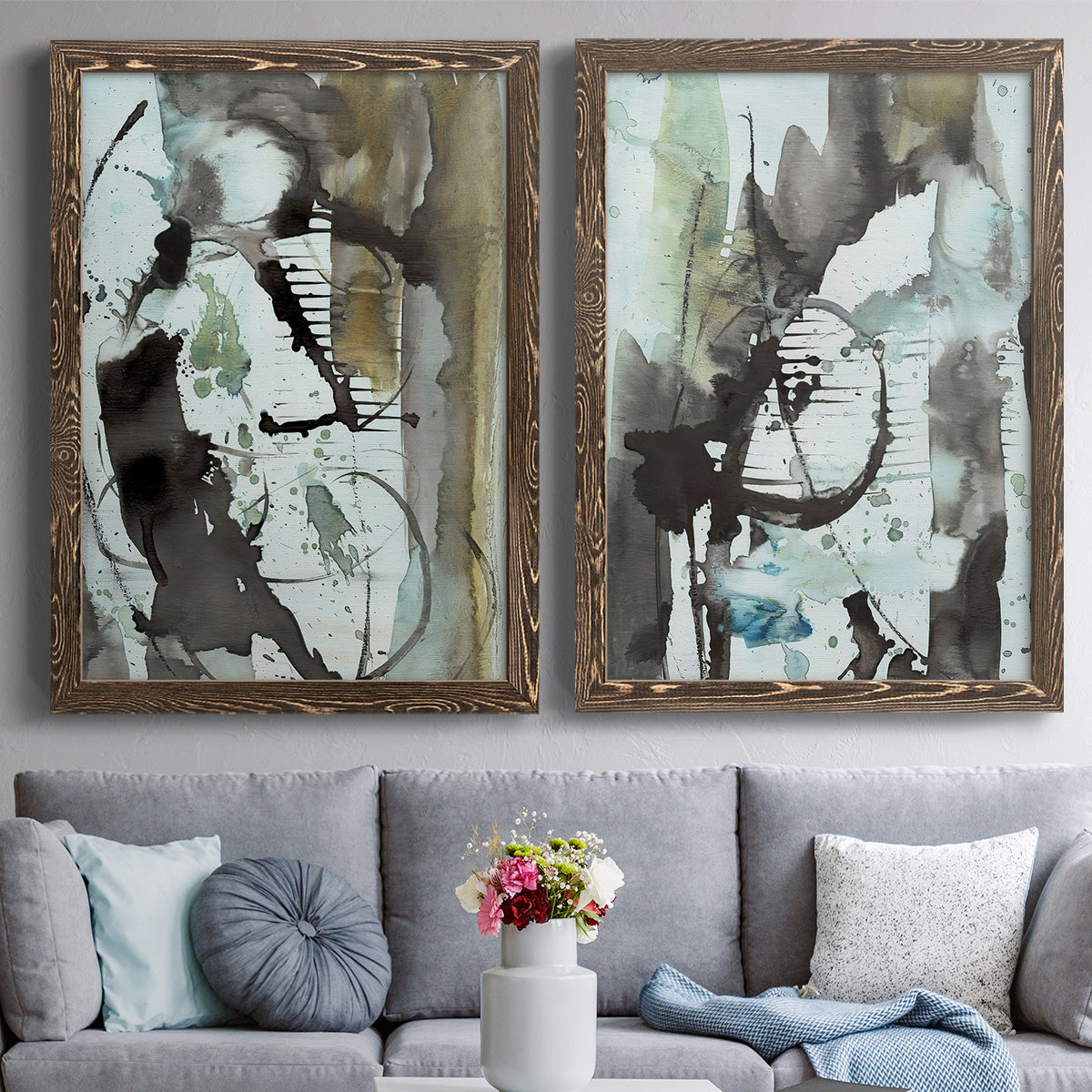 Lyrical Abstract I - Premium Framed Canvas 2 Piece Set - Ready to Hang