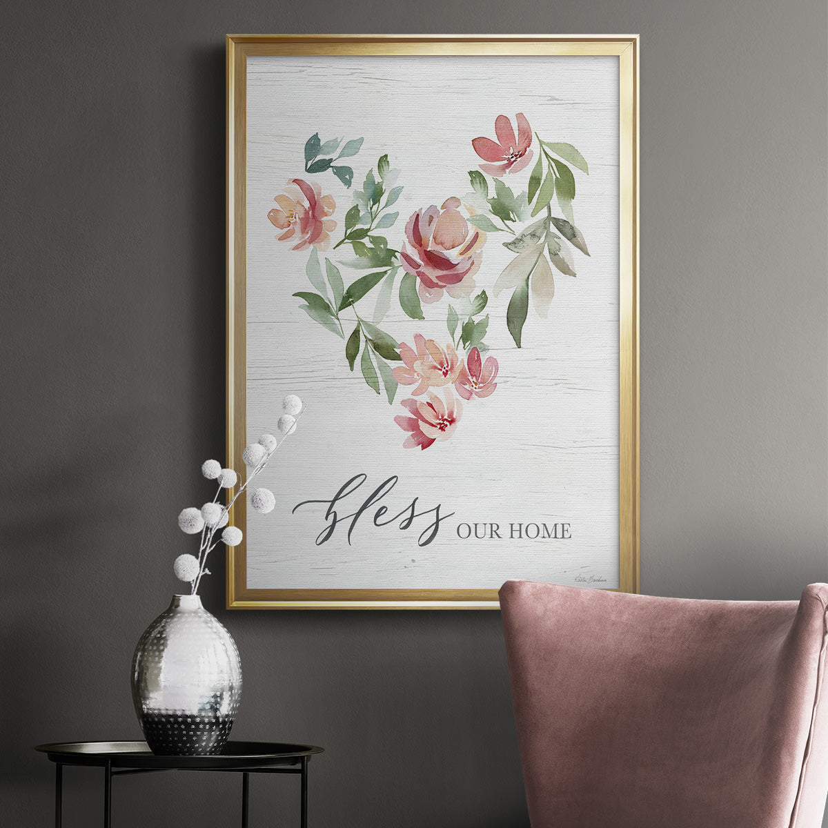Paradise Floral Heart - Modern Framed Canvas Print