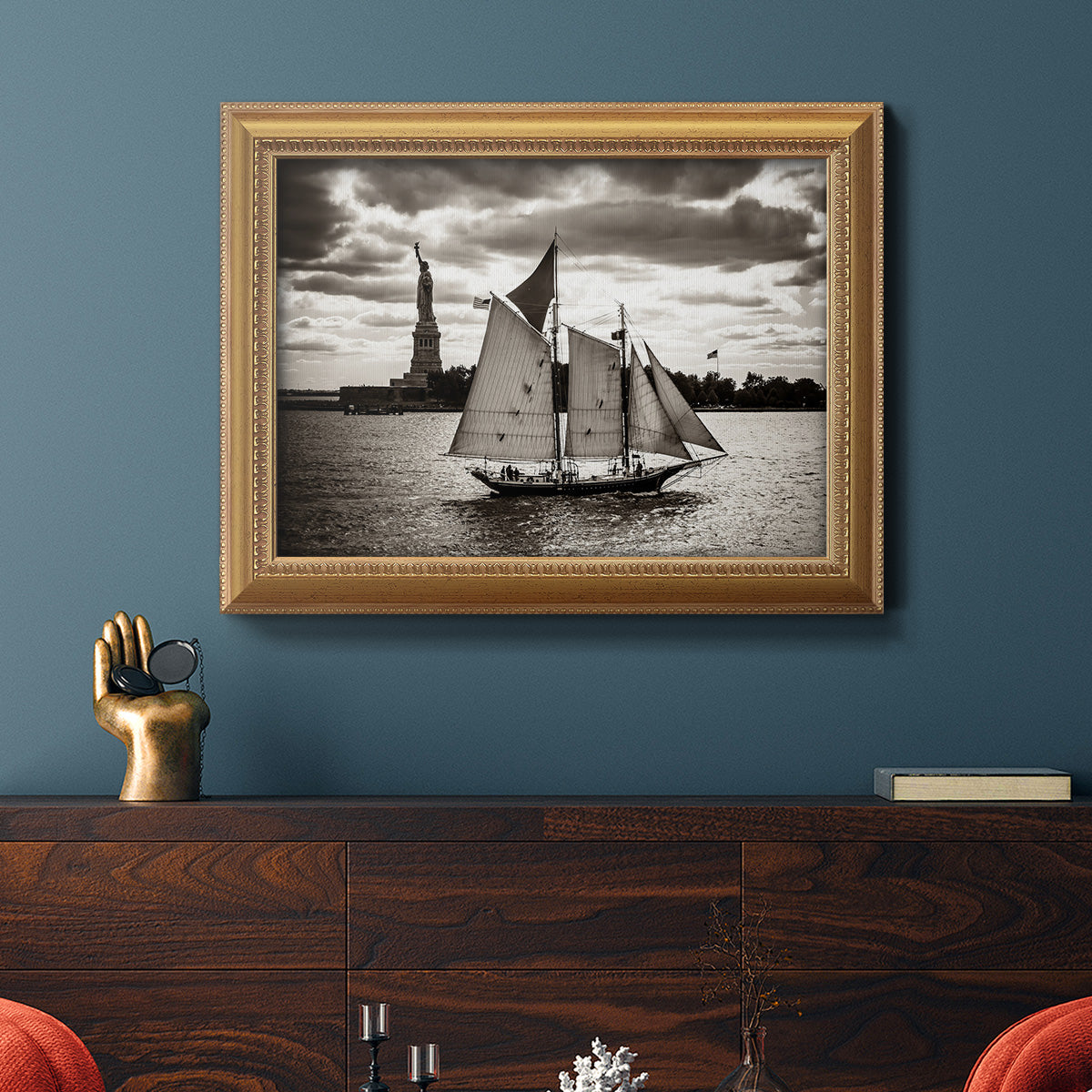 The Clipper & the Liberty Premium Framed Canvas- Ready to Hang