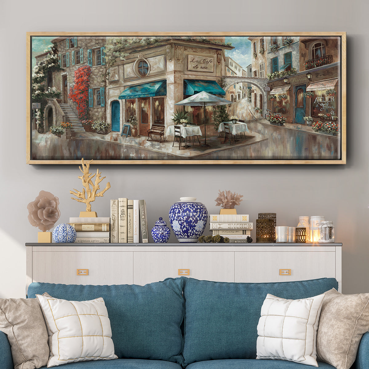 La Café de Rue - Floater Framed Canvas Print