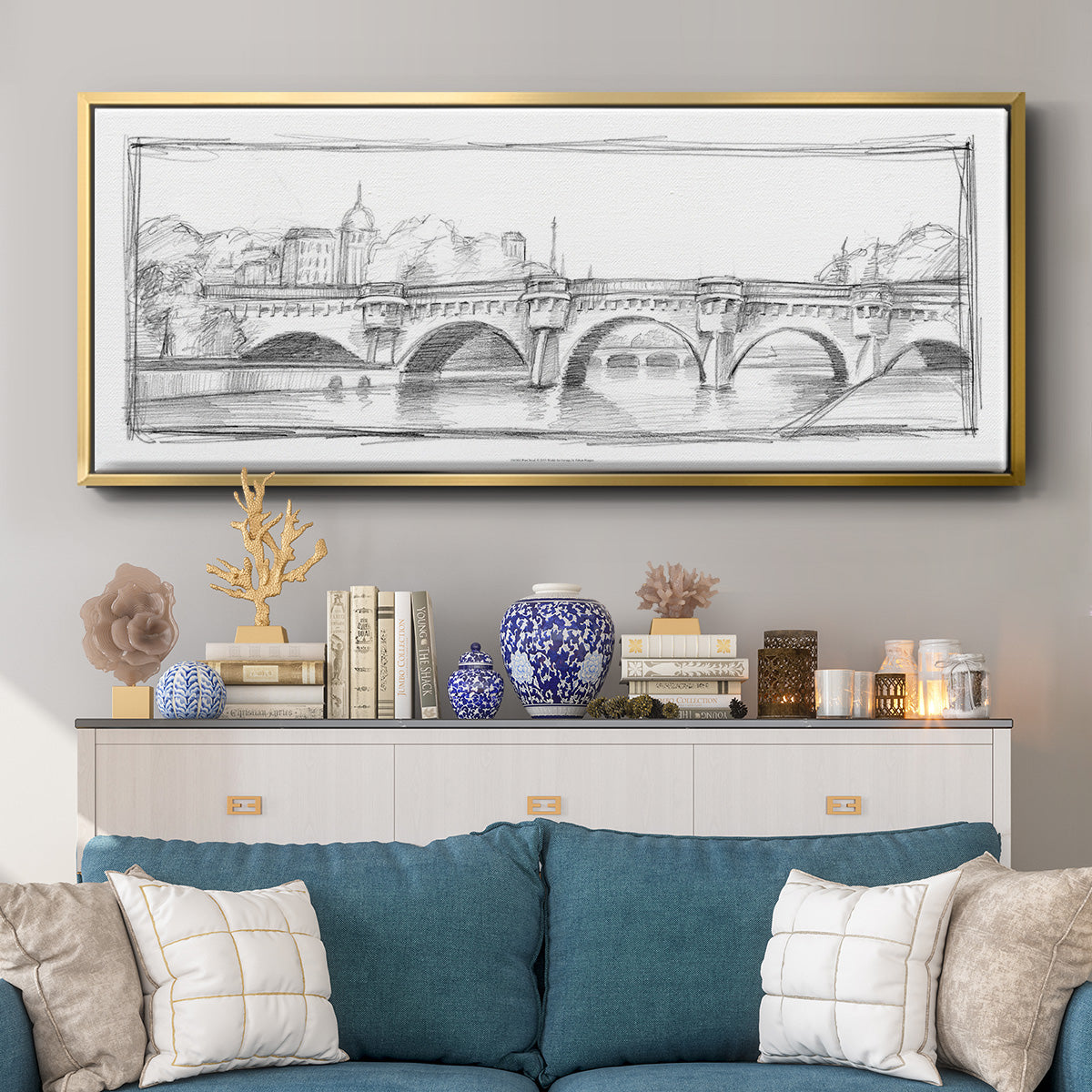 Pont Neuf - Floater Framed Canvas Print