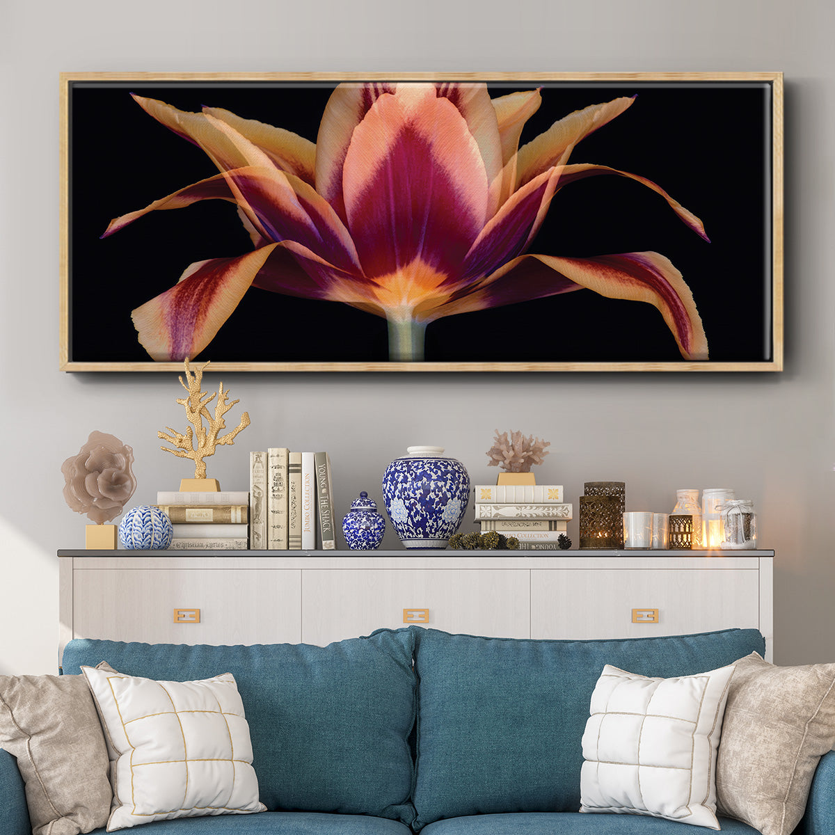Red Tulip - Floater Framed Canvas Print
